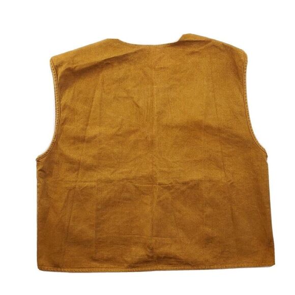 Vtg Greystone Hunting Vest Mens 52 Denim Brown Big Tall Gorpcore USA Made 90s - Picture 5 of 11